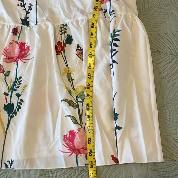 Cream Colored Floral Print Maxi Dress, Size L - Picture 5 of 5